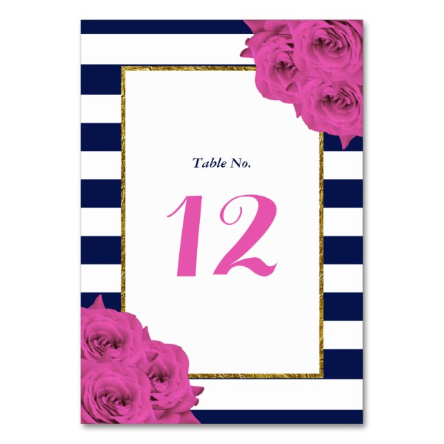 Tarjeta De Mesa La Moda Moderna Colección Boda Luxe Roses Rosa (Anverso)