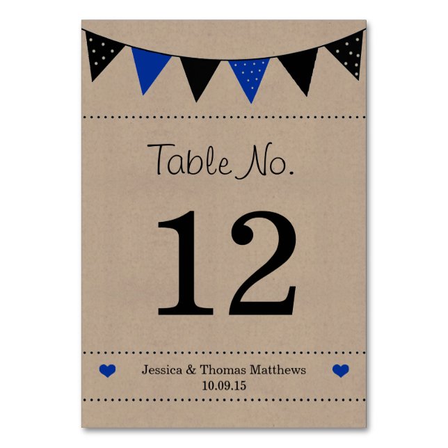 Tarjeta De Mesa La moderna colección de Bodas de Bunting Blue (Anverso)