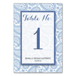 Tarjeta De Mesa La moderna colección de Bodas Paisley - Azul