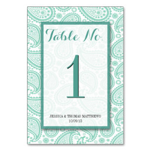 Tarjeta De Mesa La moderna colección de Bodas Paisley - Verde