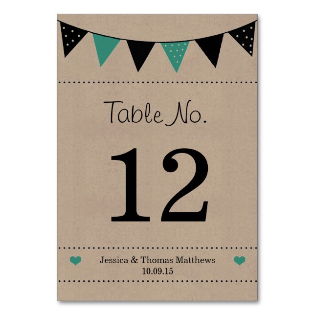 Tarjeta De Mesa La moderna colección de Bodas turquesa (Anverso)