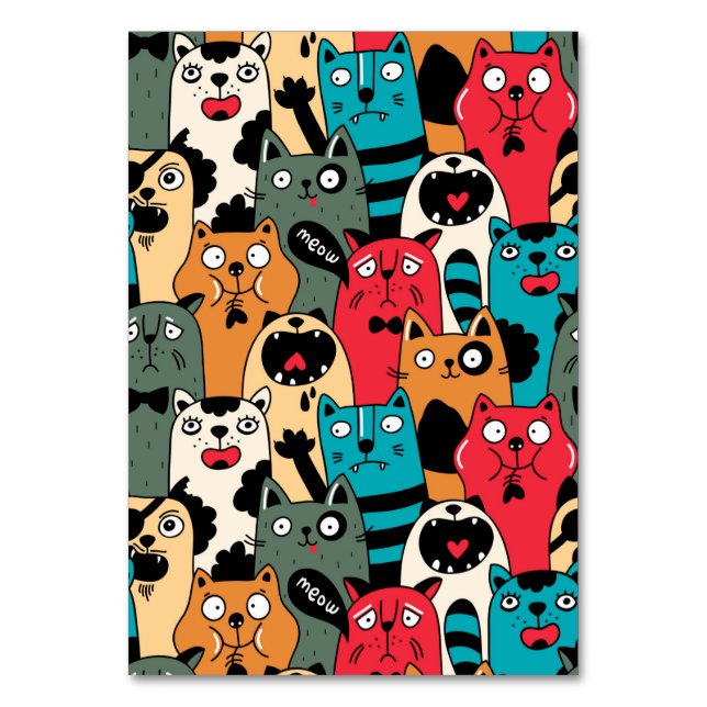 Tarjeta De Mesa La multitud de gatos (Anverso)