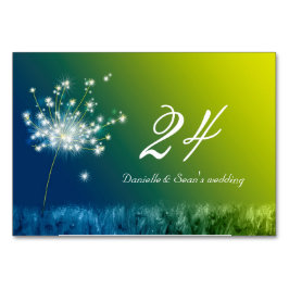 Tarjeta De Mesa La música de Dandelion, el Boda azul verde