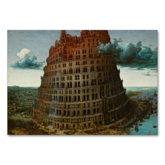 Tarjeta De Mesa La pequeña torre de Babel, de Pieter Bruegel (Anverso)