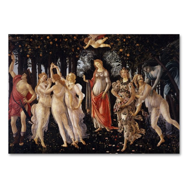 Tarjeta De Mesa La Primavera de Sandro Botticelli (Anverso)