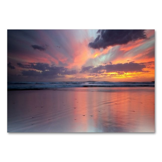 Tarjeta De Mesa La puesta de sol en la playa (Anverso)