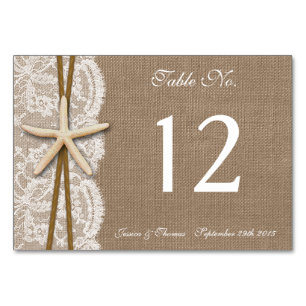 Tarjeta De Mesa La Rustic Starfish Beach Wedding