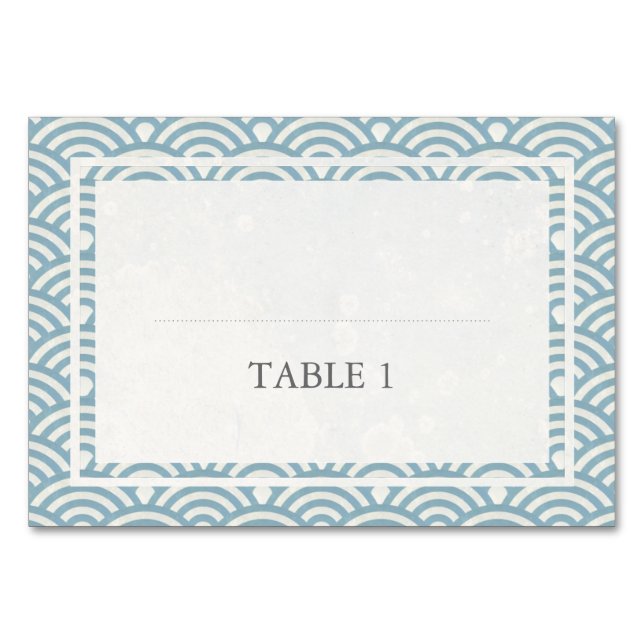 Tarjeta De Mesa La Seigaiha japonesa ondea una elegante boda (Anverso)