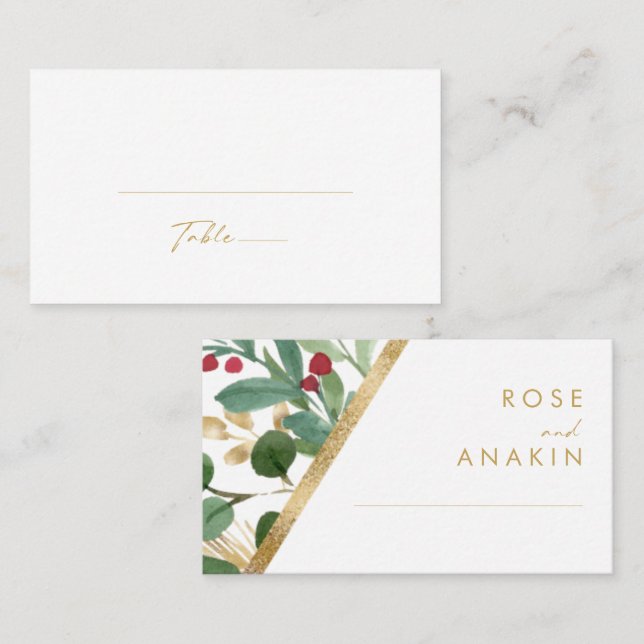Tarjeta De Mesa La vegetación de los Navidades modernos | Boda pla (Anverso / Reverso)