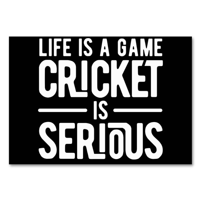 Tarjeta De Mesa la vida es un juego de cricket serio (Anverso)