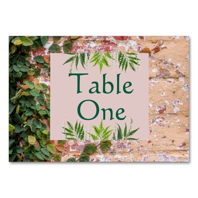 Tarjeta De Mesa Ladrillos pintados Green Ivy Bodas (Anverso)