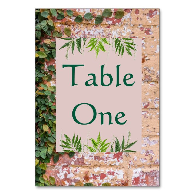 Tarjeta De Mesa Ladrillos pintados Green Ivy Bodas (Anverso)