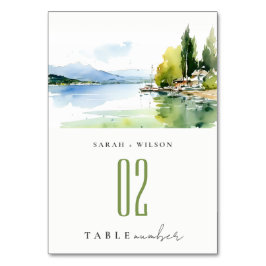 Tarjeta De Mesa Lake Geneva Switzerland Watercolor Scape Wedding