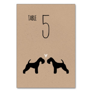 Tarjeta De Mesa Lakeland Terrier Silhouettes Recepción de bodas