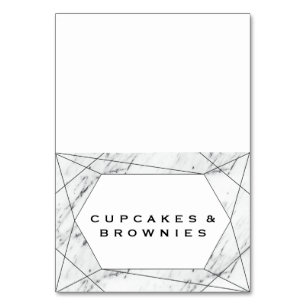 Tarjeta De Mesa Láminas de alimentos para bufés de mármol geométri