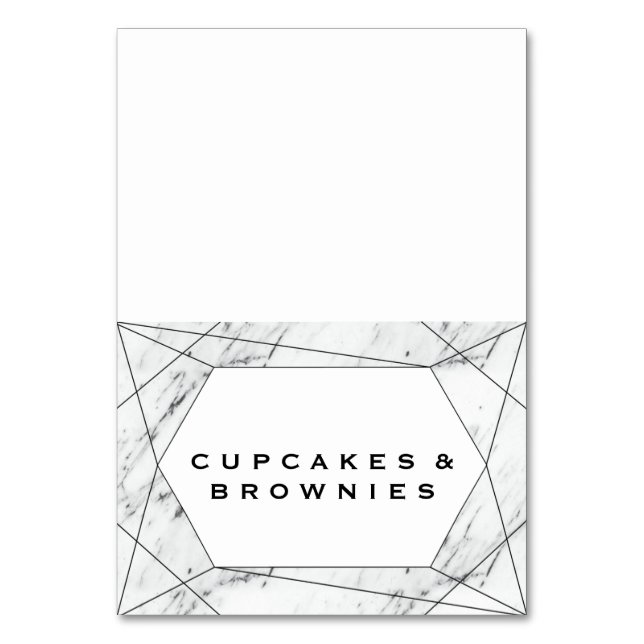 Tarjeta De Mesa Láminas de alimentos para bufés de mármol geométri (Anverso)