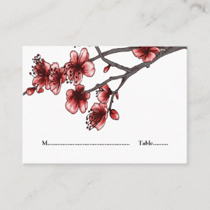 Tarjeta De Mesa Láminas de cerezos simples rojas
