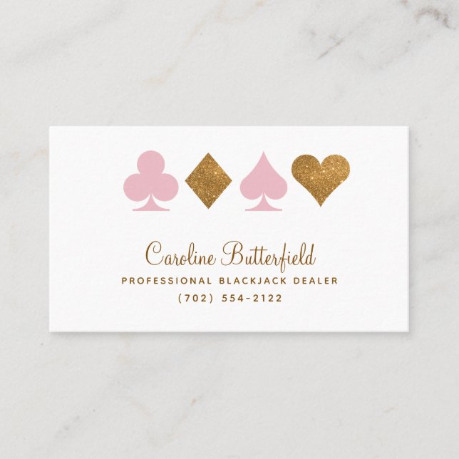 Tarjeta De Mesa Las Vegas Destiny Gold and Pink Business Card (Anverso)