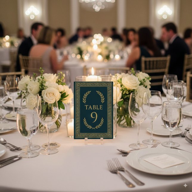 Tarjeta De Mesa Laurel Egipcio y Borde Dorado – Editable (Subido por el creador)