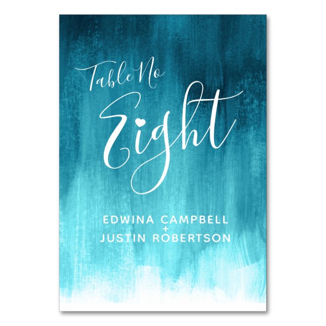 Tarjeta De Mesa lavado verde azulado acuático abstracto de arte mo (Reverso)