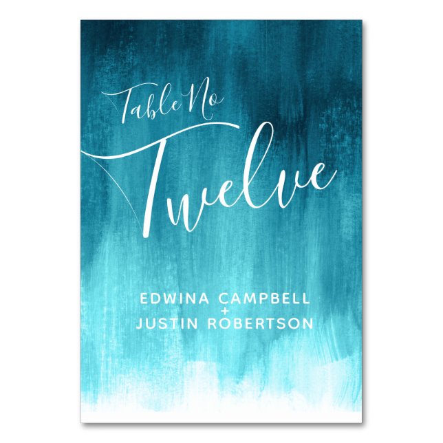 Tarjeta De Mesa lavado verde azulado acuático abstracto de arte mo (Reverso)