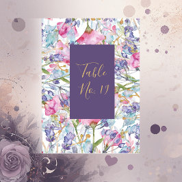 Tarjeta De Mesa lavanda acuarela flor silvestre vegetación follaje