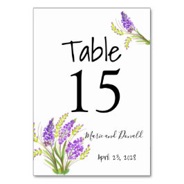 Tarjeta De Mesa Lavanda acuática y florines verdes