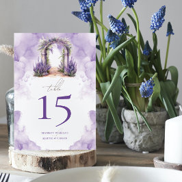 Tarjeta De Mesa Lavanda de bodas de jardín personalizada
