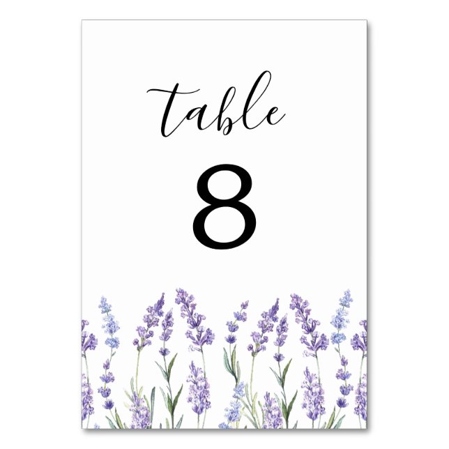 Tarjeta De Mesa Lavanda de campo | BODA (Anverso)