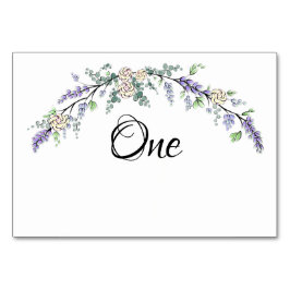 Tarjeta De Mesa Lavanda Marfil Rosa y Eucalipto