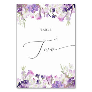 Tarjeta De Mesa Lavanda púrpura Número de tabla de dos