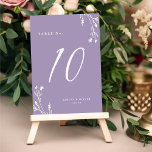 Tarjeta De Mesa Lavanda rústica elegante Wildflowers Boho Boda<br><div class="desc">Este elegante y rústico diseño de números de mesa boda presenta un bonito fondo de color púrpura lavanda con flores silvestres dibujadas a mano y una elegante tipografía en blanco. El diseño es el mismo en ambos lados. Vea nuestra colección Rustic Wildflowers para coordinar los artículos.</div>
