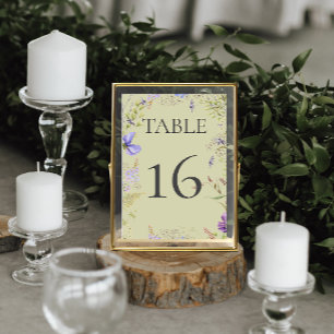 Tarjeta De Mesa Lavanda rústica y Boda de sabores de flores silves