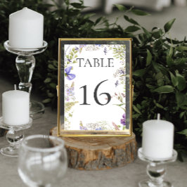 Tarjeta De Mesa Lavanda y flores silvestres rusas Boda blanco