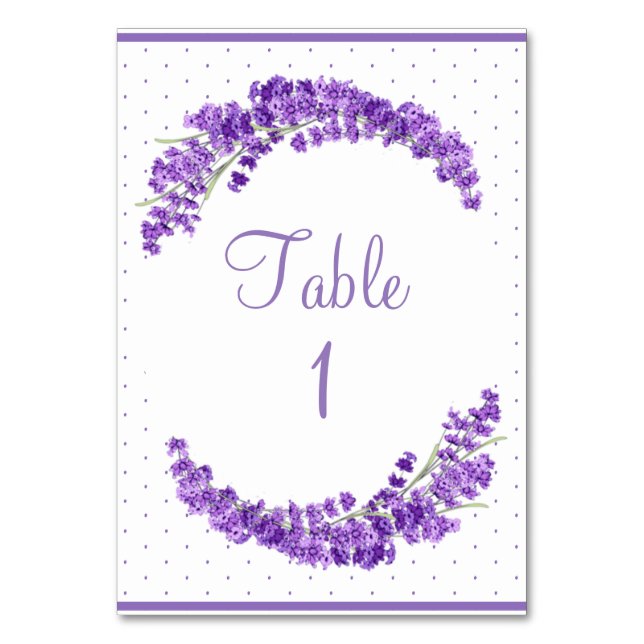 Tarjeta De Mesa Lavender Breeze Floral Wreath Boda (Anverso)
