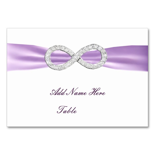 Tarjeta De Mesa Lavender Diamond Infinity Boda Mesa Place Card (Anverso)