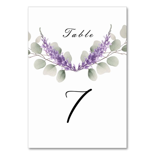 Tarjeta De Mesa Lavender Eucalyptus deja Boda (Anverso)