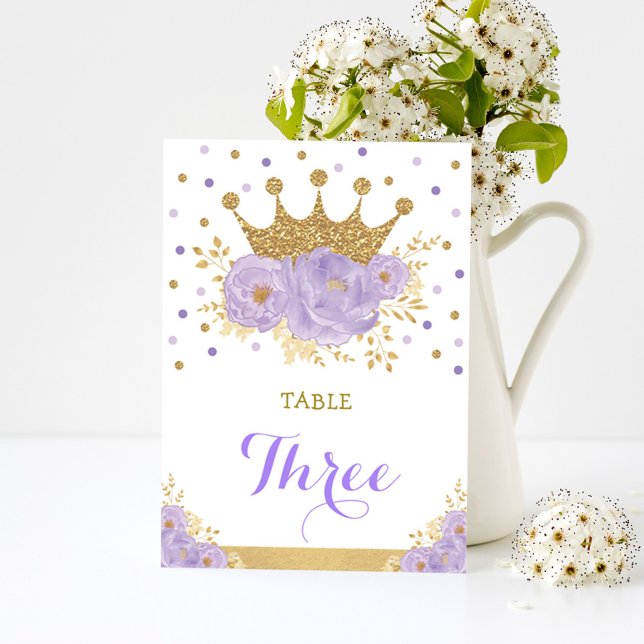 Tarjeta De Mesa Lavender Gold Crown Princess Ducha Número de la me (Subido por el creador)