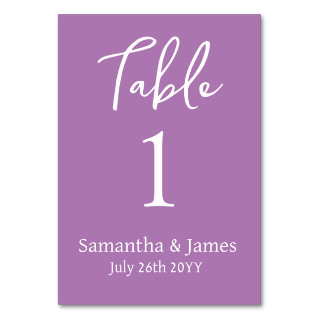 Tarjeta De Mesa Lavender Modern Elegance Boda (Reverso)
