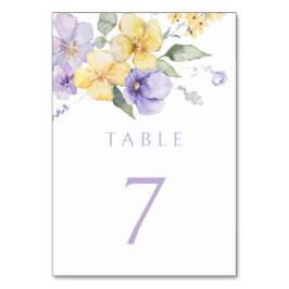 Tarjeta De Mesa Lavender morado y sol Boda floral amarillo