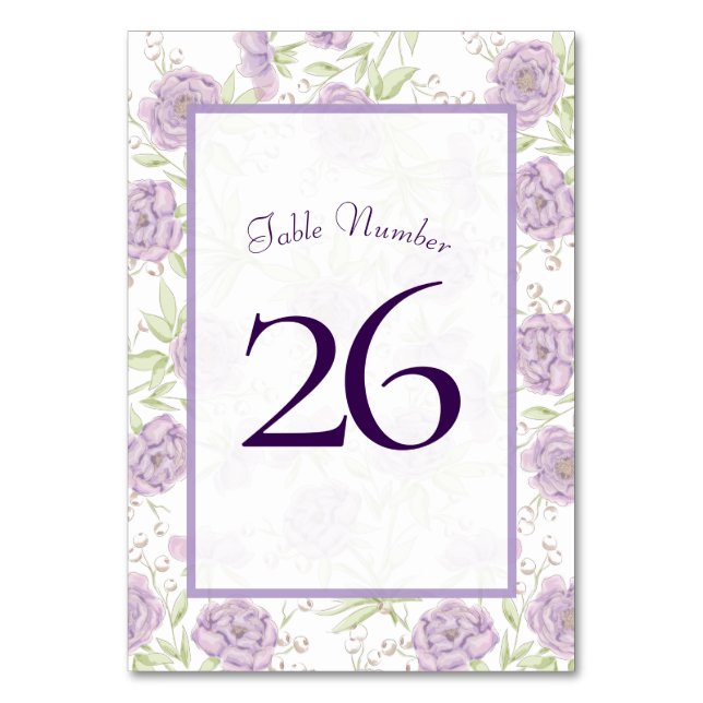 Tarjeta De Mesa Lavender Purple Rose Wedding (Reverso)