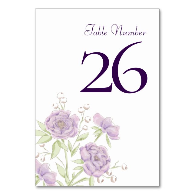 Tarjeta De Mesa Lavender Purple Rose Wedding (Anverso)