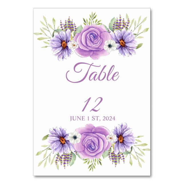 Tarjeta De Mesa Lavender Rosa Floral Thunder_Cove (Anverso)