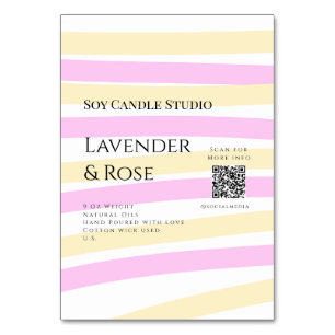 Tarjeta De Mesa Lavender rosa soja negocios de velas añadir código
