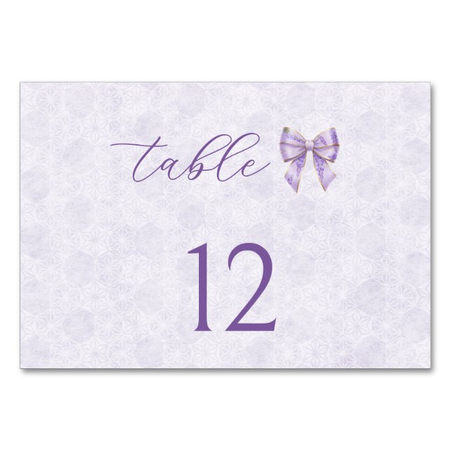 Tarjeta De Mesa Lavender Wisteria Ribbon – Japanese-Inspired (Anverso)