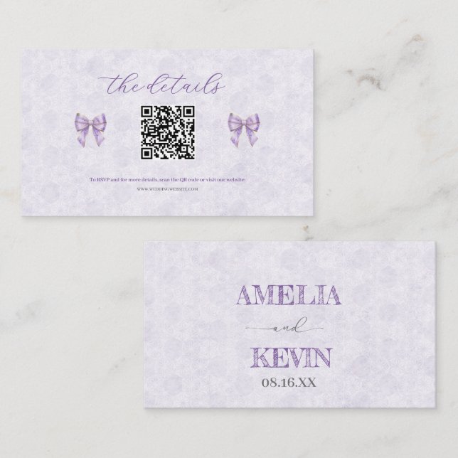 Tarjeta De Mesa Lavender Wisteria Ribbon – Japanese-Inspired (Anverso / Reverso)
