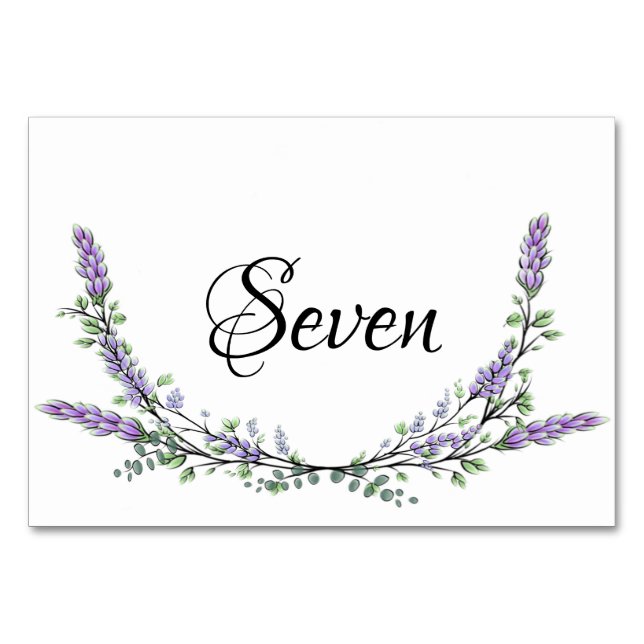 Tarjeta De Mesa Lavender y Eucalyptus acuarela siete (Anverso)