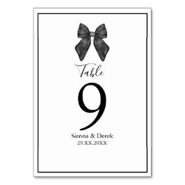 Tarjeta De Mesa Lazo de cinta clásico boda en blanco y negro