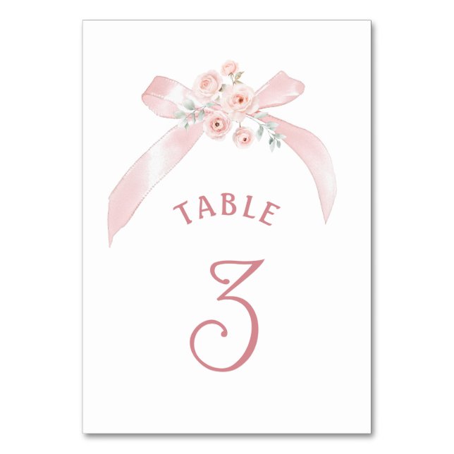 Tarjeta De Mesa Lazo floral rosa (Anverso)