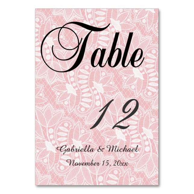 Tarjeta De Mesa Lazo floral rosa (Anverso)